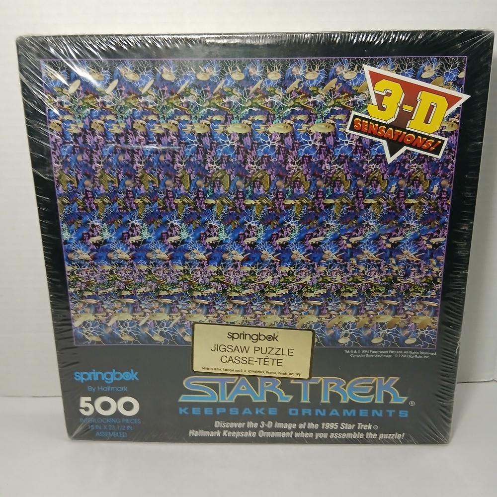 Vintage Star Trek 500 Piece Magic Eye 3-D  Jigsaw Puzzle Stereogram 1995 Sealed